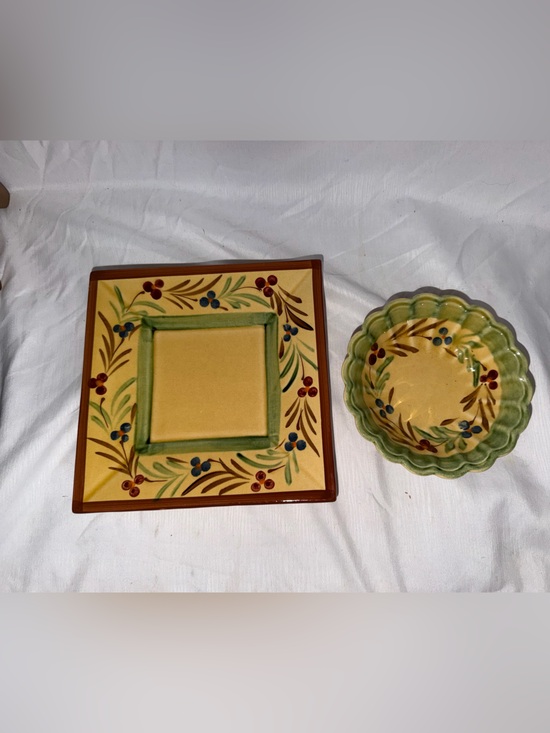 Other - Faience Provençale du Poët-Laval France Hand-Painted 2-Piece Ceramic Set